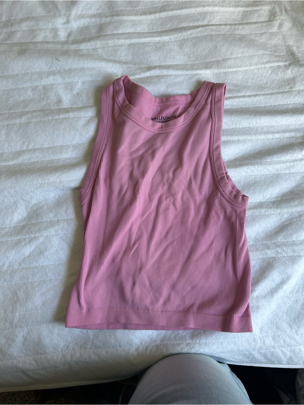 Wallflower Soft Pink Ribbed Tank - Sleeveless Women's Top